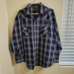 Plains Navy Plaid Casual Button-Down Shirt for Men